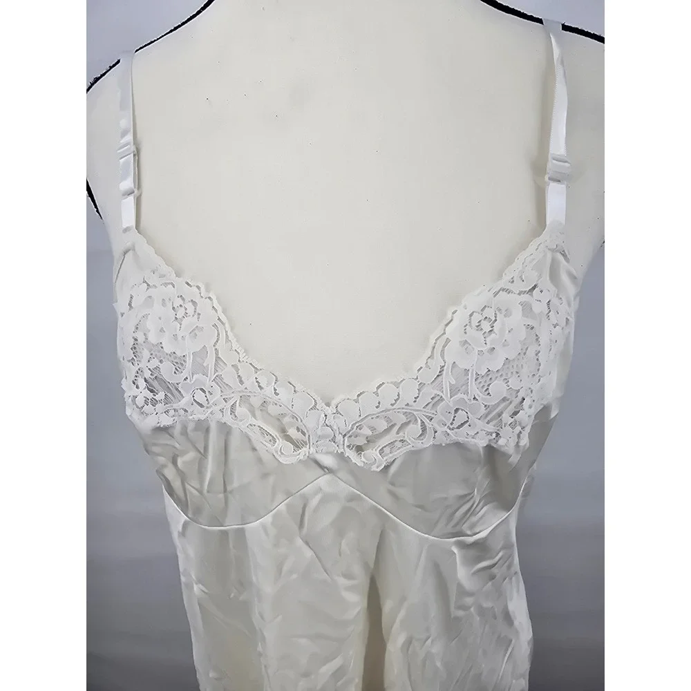 Adonna Vintage Cream Ivory Lace Trim Full Slip Lingerie Size 38 Made in USA